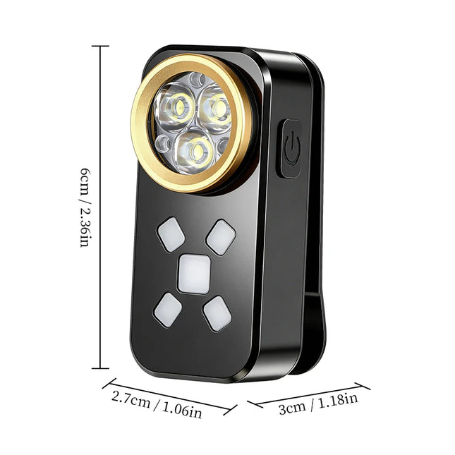 Mini EDC Flashlight LED Type-C USB Charging Red Blue Warning Work Light Portable Magnetic Clip Light for Outdoor Camping Hiking