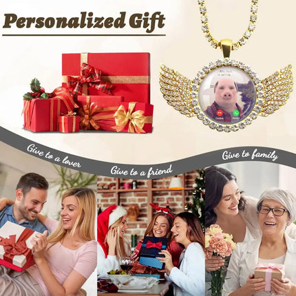 For John Pork Is Calling Answer Call Phone Humor Funny Pig Lover Graphic The Moon Necklace Angel Wings Pendant Necklace Jewelry