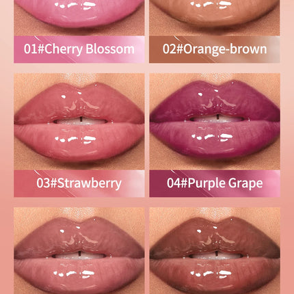 QIBEST 6 Colors Watery Crystal Jelly Lip Oil Balm Moisturizing Smoothing Lip Lines Jelly Pout Lip Gloss Glass Lip Glaze Cosmetic