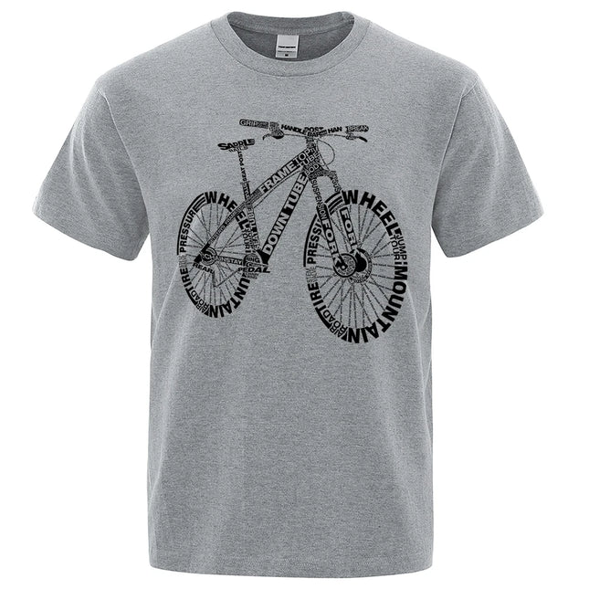 Alphabet Style Mountain Bike Funny Print T-Shirts Men Summer Breathable Short Sleeves Loose Oversized Vintage Tee Clothes Unisex