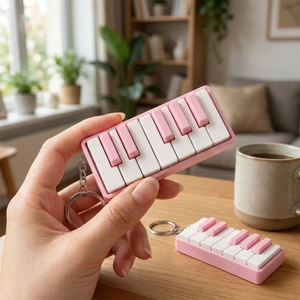 3D Printed Piano Stress Clicker Keychain Novelty 12-key Press Piano Keyboard Clicker Plastic Click Sound Effect