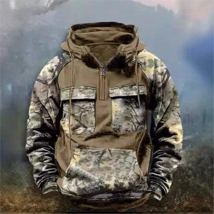 2025 New Men's Camouflage Tactical Workwear Casual Zipup  Pullover Autumn and Winter Outdoor Sports Men's Military Hooded Jacket