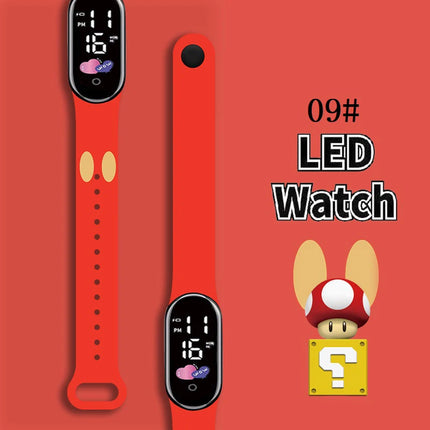 Mario Kids LED Watch Waterproof Touch Digital Bracelet Sports Wristwatch Anime Cartoon Children's Watch For Birthday Gift