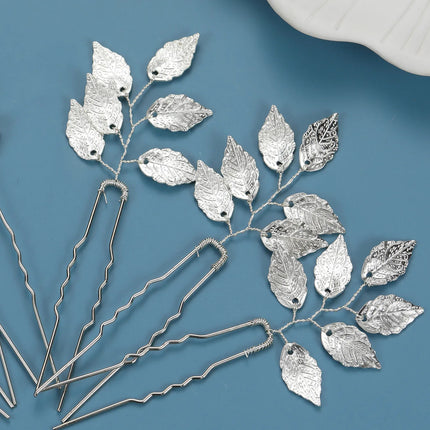 3PCS Bridal Wedding Hair Accessories Gold Color Leaf Hair Pins Clips for Women Jewelry Bride Headpiece Headwear Headdress Gifts