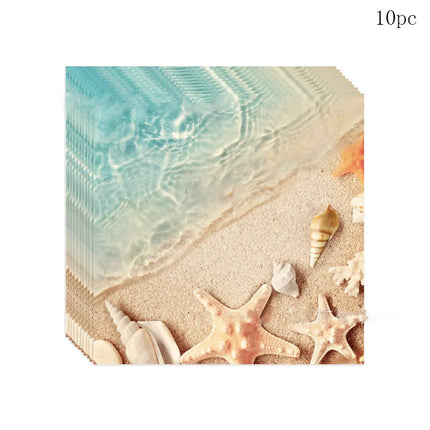 10Guests Wave Ripples Party Disposable Tableware Sea Beach Party DIY Sea Star Shell Summer Birthday Babyshower Supplies