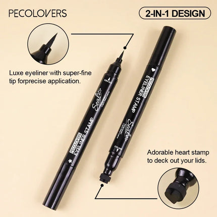 1PC Waterproof and Sweat-proof Eyeliner with Stamps - Quick Drying, Smooth Application, Multiple Patterns, Gentle Texture