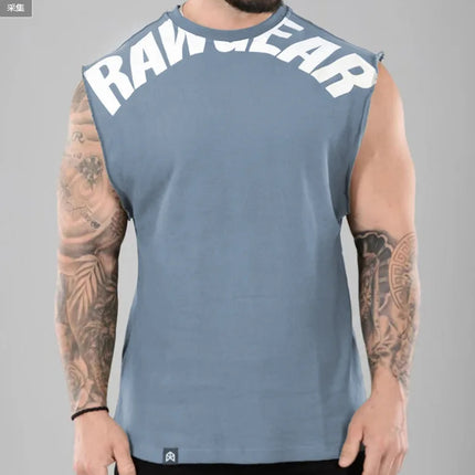 Men's Summer Cotton Tank Top Muscle Gym Fitness Workout Sleeveless Shirts O-Neck Vest Casual Sports Tops Male Trendy Breathable