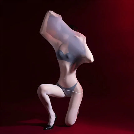 Sexy Unisex Cocoons Full Body Stockings Oil Glossy Shiny Bodysuit High Elastic 5D See Through Tight Leotard Sissy Gays Lingerie