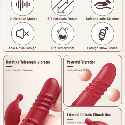 Rabbit Vibrator For Women Powerful G Spot Telescopic Rotating Clitoris Vagina Stimulator Female Masturbator For Adult Sexy Toys