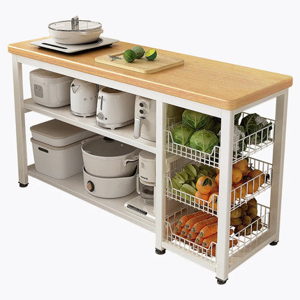Multifunctional Storage Rack Thick Countertop Heavy Duty Shelf Unit for Kitchen Pantry Garage Home Furniture Organizer Cabinet