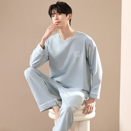 Men's Pure Cotton Spwear Long Sve Autumn Winter Home Clothes Set Can Be Worn outside Casual Sle Printed with kets