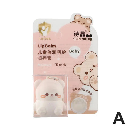 Children Fruity Lip Balm Moisturizing Anti-Dry Anti Crack Lip Balm Baby Available Lip Care Cute Little Bear Lipstick SkinCare