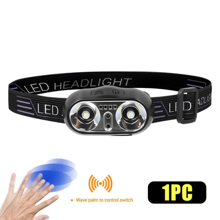 Strong Light Headlamp Portable LED Sensor Headlamp USB-C Rechargeable Head Flashlight Outdoor Camping Fishing Emergency Lantern