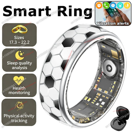 Smart Ring Vibration Alerts for Incoming Calls, Messages Heart Rate Monitor IP68 Waterproof Multi-sport Mode Smartring Man Women
