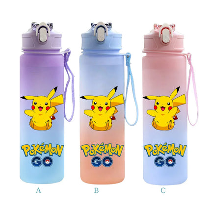 750ML Pokemon Gradient Color Plastic Drinking Bottle Water Bottle Hiking  Outdoor Large Capacit Portable Drink Bottles Cup