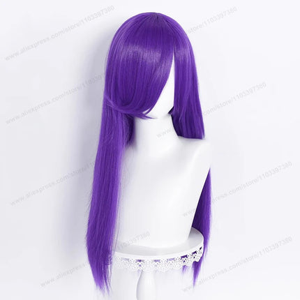 60cm Long Straight Cosplay Synthetic Wig With Bangs Golden Yellow Green Blonde Purple Heat Resistant Hair Anime Wigs + Wig Cap