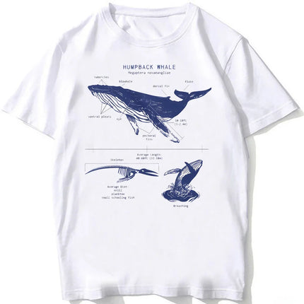 Whale Shark Anatomy Biology T-shirt Unisex Women Hip Hop Casual T Shirts Women Beach Diving White T-shirt Vintage Women Tees