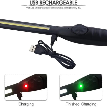 High Lumen Rechargeable LED Work Light Ideal for Car Emergency Repair Powerful Magnetic Flashlight with Hooks and Magnetic Base