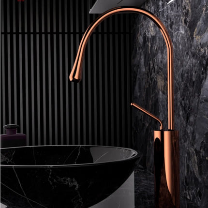 Brushed Rose Gold Bathroom Faucet Brushed Gold Basin Faucet  Hot  Cold Sink Faucet Brass Lavotory Faucet Swivel Sink Water Crane