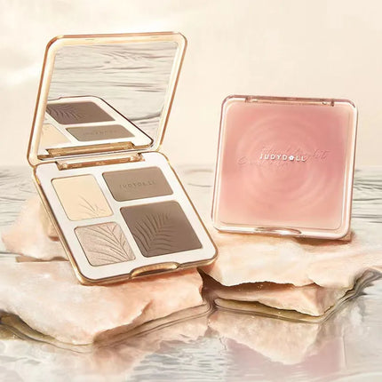 Judydoll Facial Highlighter Makeup Palette Face Lasting Glow Brighten Contour Shimmer Matte Powder 3D Nose Shadow Cosmetics
