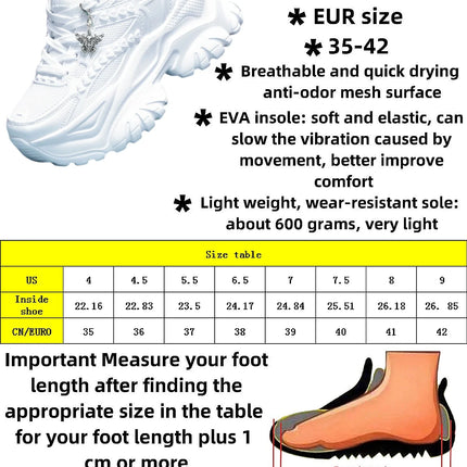 Women's Lightweight 7cm White Thick-Soled Trbottomyy Versatile Fashionable Casual Vulcanized Shoes with Silver Butterfly Decorative Pendant Chain Shoes High Water Platform Trbottomyy Versatile White Women's Comfortable Soft-S