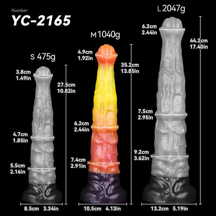 FAAK Colorful Silicone Ribbed Fantasy Horse Knot Dildo with Suction Cup Anal Sex Toys Soft Girthy Huge Fake Penis for Women