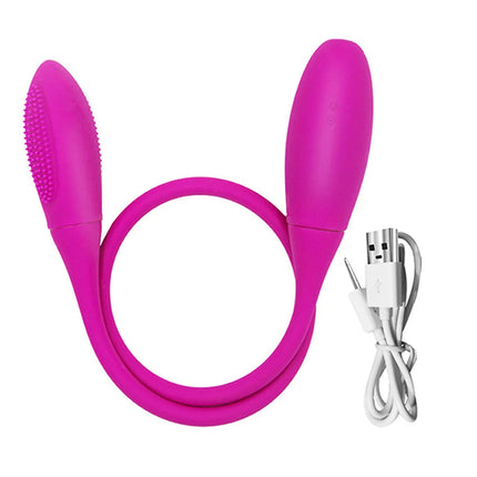 USB Rechargeable Silicone Clitoral Sucking Vibrator Double Ended Oral Licking Tongue Sex Toy for Women Couples Adult Products