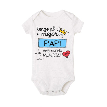 I Have The Best Mom & Dad in The World Spanish Printed Baby Jumpsuit Infant Short Sleeve Romper Funny Newborn Unisex Bodysuit