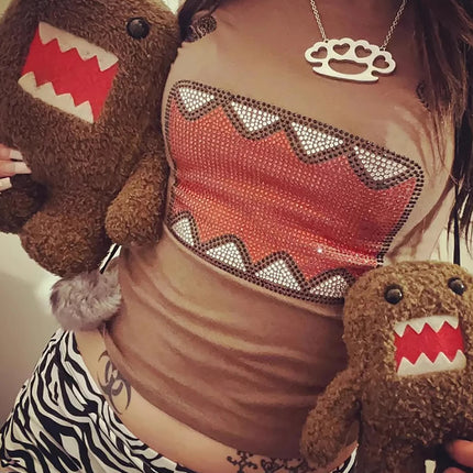 Y2k girl vintage hot stamping round neck short sleeved T-shirt sleeveless camisole vest vintage Tama Jun hot stamping top