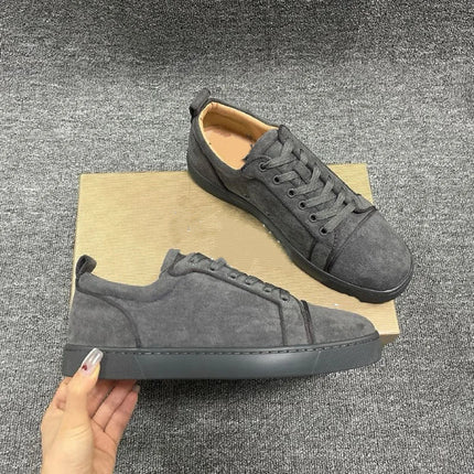 CL Red Bottom Fashionable Embroidered Men's Shoes Fur Slip-On Black Casual Cross-Border Leather Upper All Seasons Wear