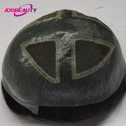HD Lace PU Men Toupee Swiss Lace Indian Human Hair Wigs for Man 0.08-0.1cm PU Thin Skin Real Human Hairpiece Natural Hair Sytsem