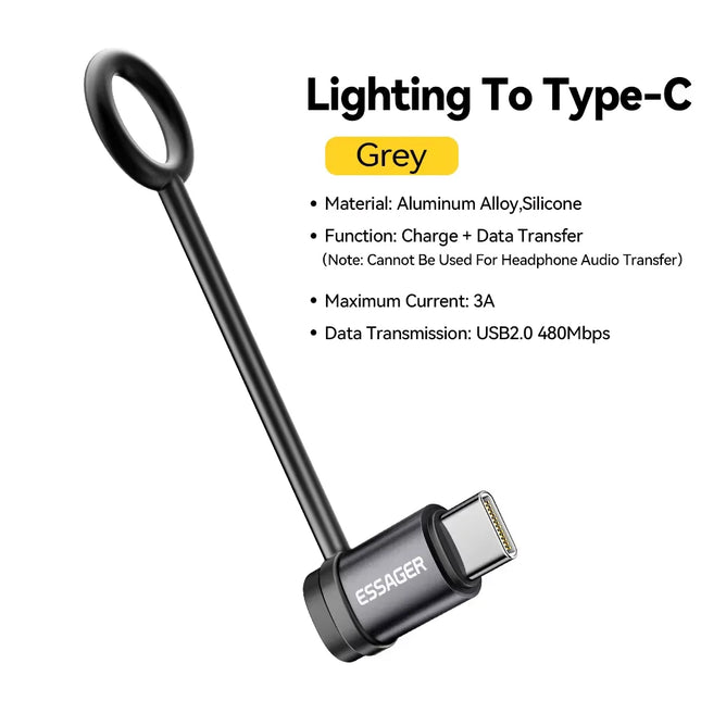 Essager Lighting To Type C Adapter 3A Fast Charging IOS Female to Type-C Male Connector For IPhone 15 14 13 Pro IPad Converter