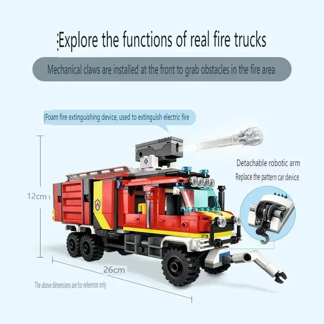 Suitable for city series fire command car boys and girls educational assembling building block toys children's Christmas gifts