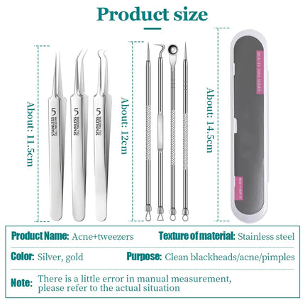 Ultra-fine No.5 cell blackhead and acne tweezers for facial beauty a special needle tool for women to remove blackheads and acne