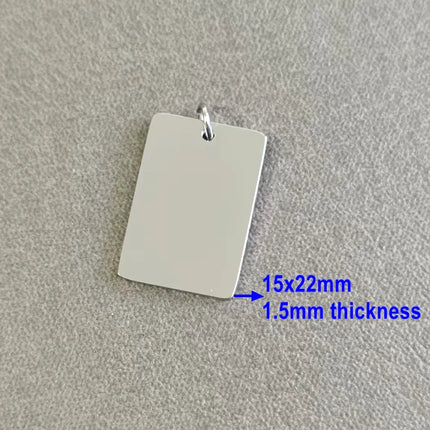 20pcs/Lot 15x22mm size 304 Stainless Steel Mirror Polished Rectangle Charms Pendants Accessories DIY Jewelry Making Necklace
