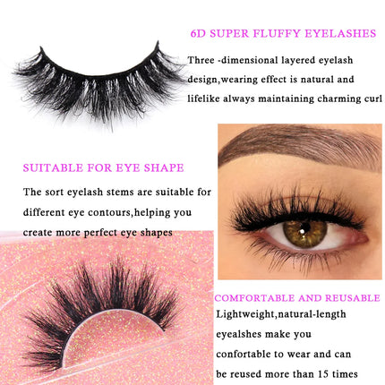 LEHUAMAO 3D Mink Lashes Makeup Eyelashes Fluffy Natural long fake lashes Full stripe reusable False Eyelash Extension 1 Pair