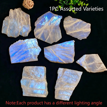 1PC Blue Moonstone Slice-Irregular Shape-Slicesunique Luster Texture Stone for Home Decor&Interior Decor,Elegant Decor Piece