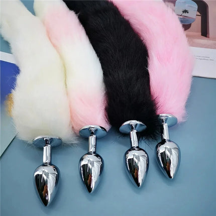 40cm Fox Tail Anal Plug Sexy Plush Cat Ears Headbands Set Butt Plug Tail Erotic Cosplay Sex Toys for Women Anal Masturbating