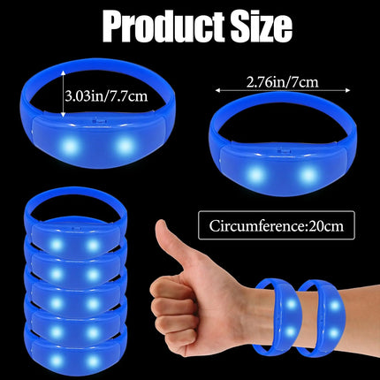 12-240Pcs LED Glow Bracelets Sound Activated Light Up Bracelets for Adults & Kids with Flashing LED Strobe for Night Events