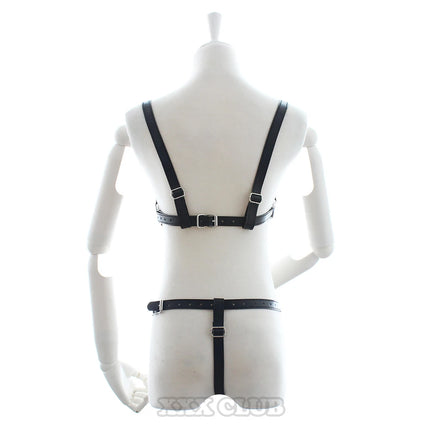 Thierry Adult Games PU Leather Body Harness for Women Fetish Slave Bondage Restraints,Exposed Breast Chastity Belt, Sex Products