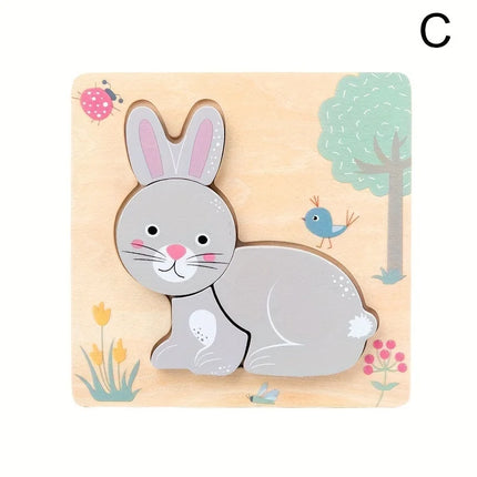 3D Wooden Cartoon Animals Cognitive Puzzles For Kids Children's Wooden Puzzles Toys Colors Shapes Baby Educational Toys Game