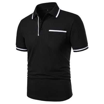 New Summer Men's Short Sleeve Polo Shirts Solid Business Casual Tees Fashion Breathable Loose Patchwork Tops Pockets Male Polos