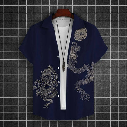 Men's Shirts Short Sleeve Tops Dragon Graphic Clothing 3d Shirts 2024 Casual Fashion Streetwear Summer Apparel For Male Blouse