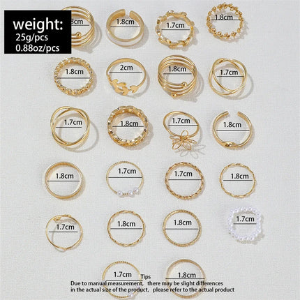 30Pcs Bohemian Geometric Knuckle Rings Set For Women Gold Silver Color Finger Ring Girls Fashion Party Jewelry Accessories