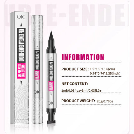 QIC Dual Tip Eyeliner Stamp Pen - Waterproof, Quick-Dry, Long-Lasting & Smudge-Proof for Beginners, Natural Look with Black