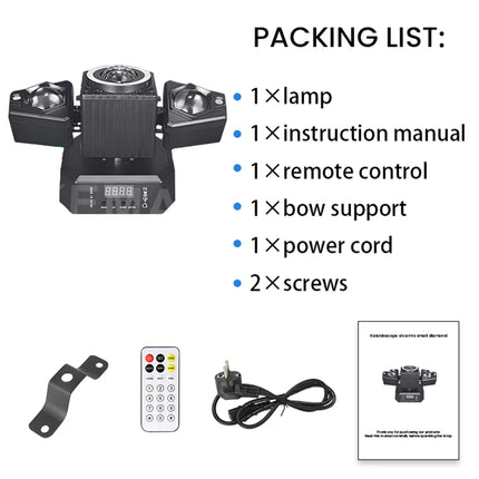 50W Mini Beam Party Light Remote 2-Arm DJ Mobile Head Disco Magic Ball Strobe Effect Light Stage Equipment For Nightclub Xmas