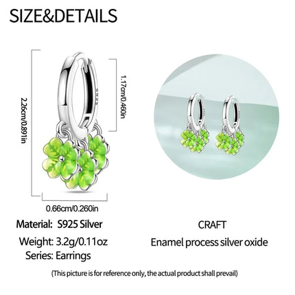 Original Earrings 925 Silver Fruit Series Cherry Strawberry Hoop Earrings Ear Studs Zircon Making Jewelry for Women Girl Party