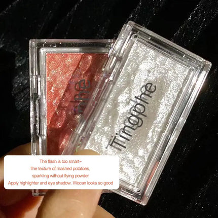 Potato Glitter Monochrome Eyeshadow Palette Natural Light Highlighter Powder For Delicate Eye Makeup Diamond Brightening