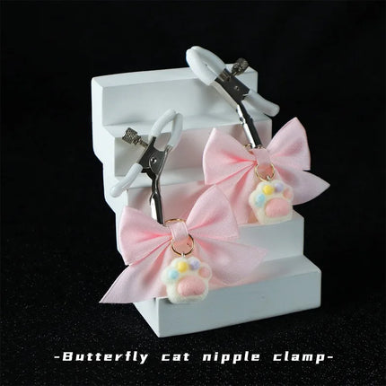 New Bow Cat Claw Nipple Clamps Couples Teasing BDSM Adjustable Breast Restraints Fetish Nipple Stimulation Adult Sex Toys Leten