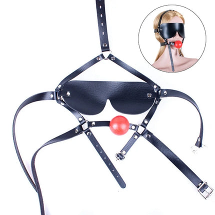 Adult Harness Mask Gags Ball Sex Toy Set with 42mm Silicone Open Mouth Ball Gag for Couple BDSM Restraint Silent Erotic Games
